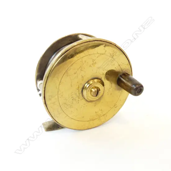 ANTIQUE BRASS 3 3/8” FLY FISHING REEL D.86CM