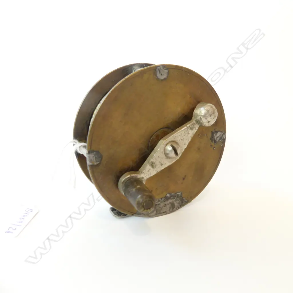VINTAGE BRASS AND ALLOY FLY FISHING REEL 3 ½” D.90MM Image 1++