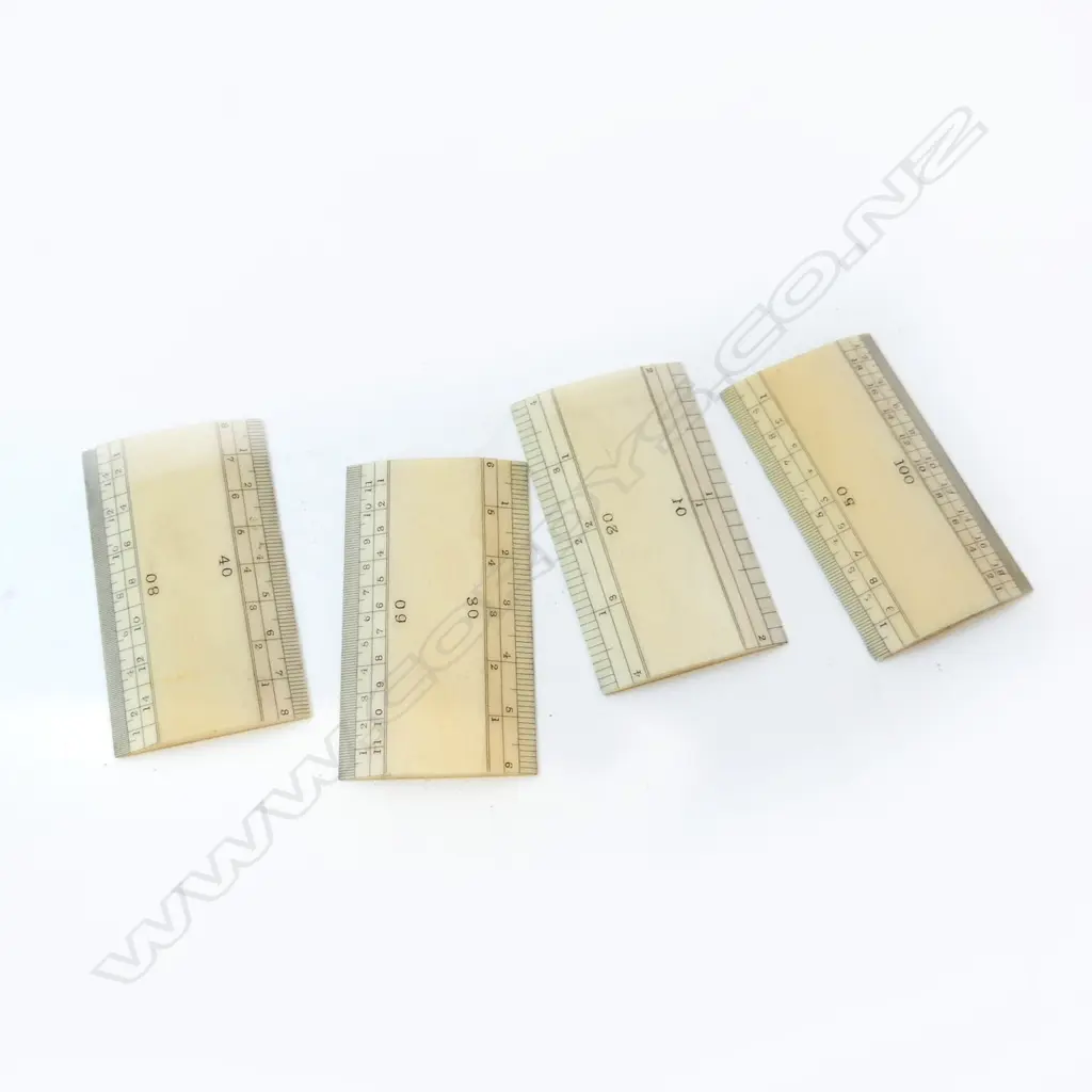 SET OF 4 ANTIQUE IVORY SCALE RULES L.5CM Image 1++