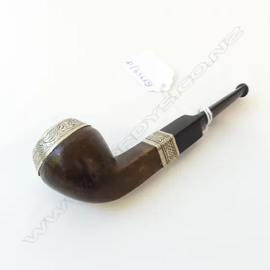 VINTAGE SILVER MOUNTED SMOKING PIPE L.14CM