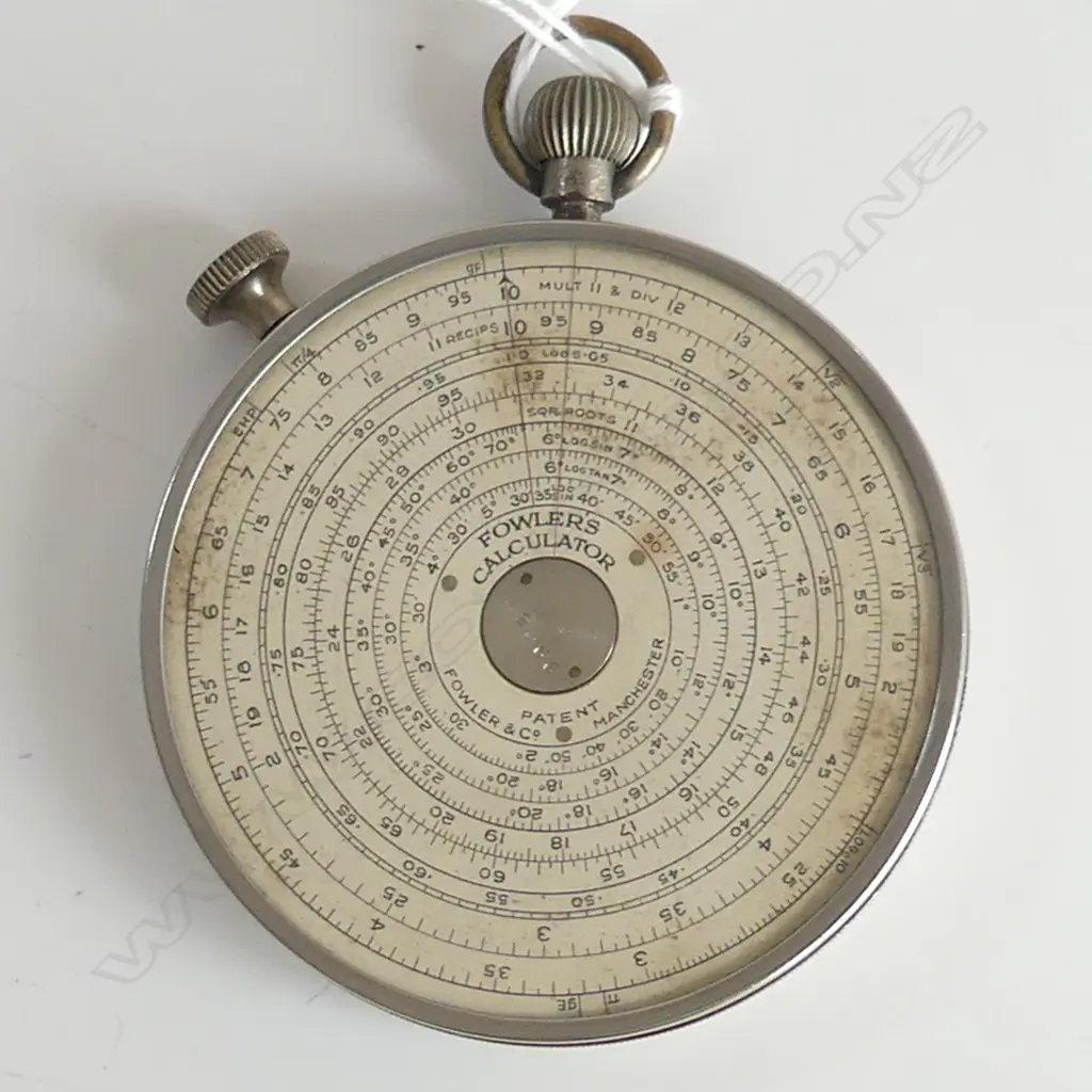 FOWLERS 1920’S CIRCULAR LONG SCALE CALCULATOR IN ORIGINAL CASE FOR ENGINEERS DRAUGHTSMAN MANCHESTER ENGLAND D.66MM Image 1++