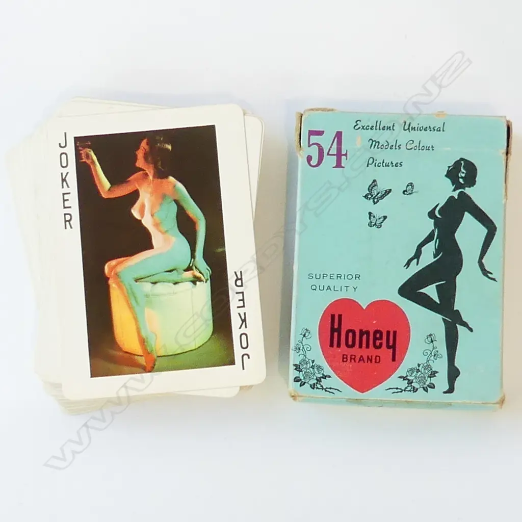 VINTAGE 'HONEY BRAND' NUDE PLAYING CARDS, BOXED Image 1++