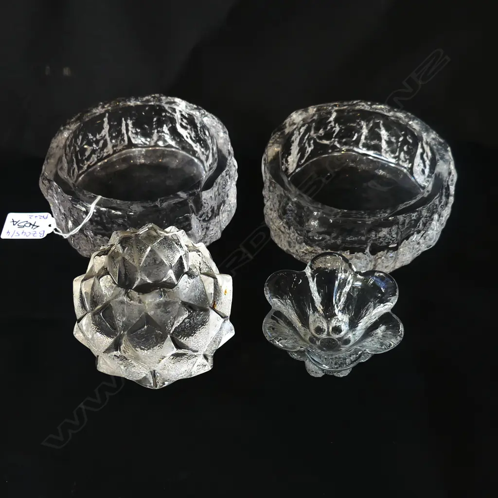 4 PCES ORREFORS CRYSTAL; PR WINE COASTERS 130mm dia, 2 OTHER Image 1++