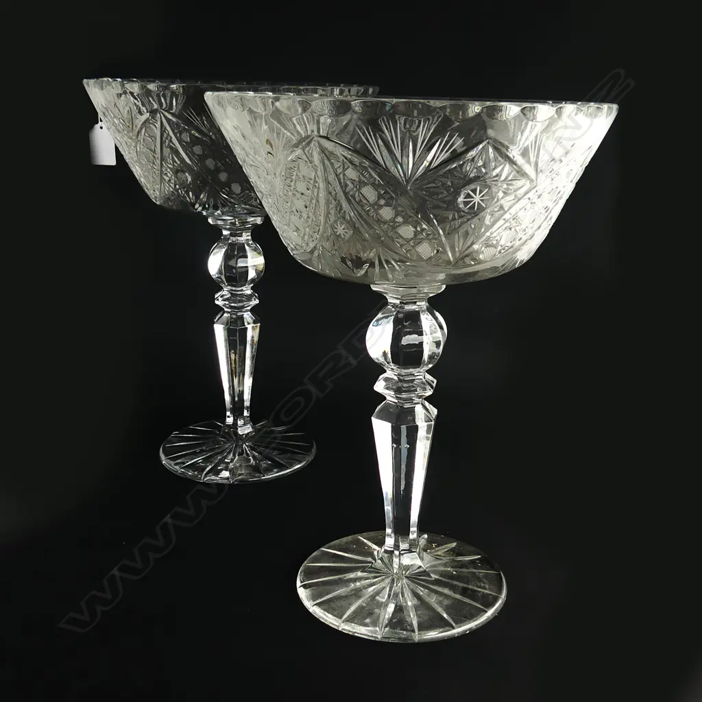 PR TALL RUSSIAN CRYSTAL COMPORTS, H.335, Dia 240mm Image 1++