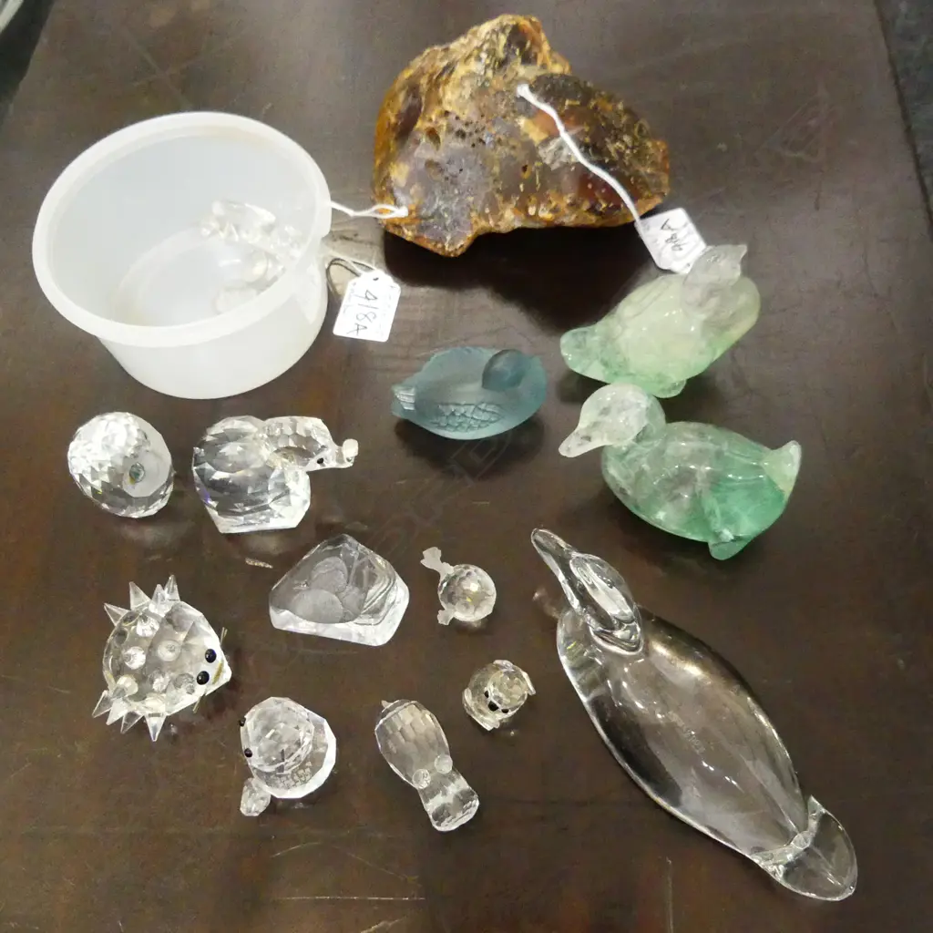 ASST. BROKEN SWAROVSKI ANIMALS + LALIQUE DUCK L.65mm, ETC Image 1++