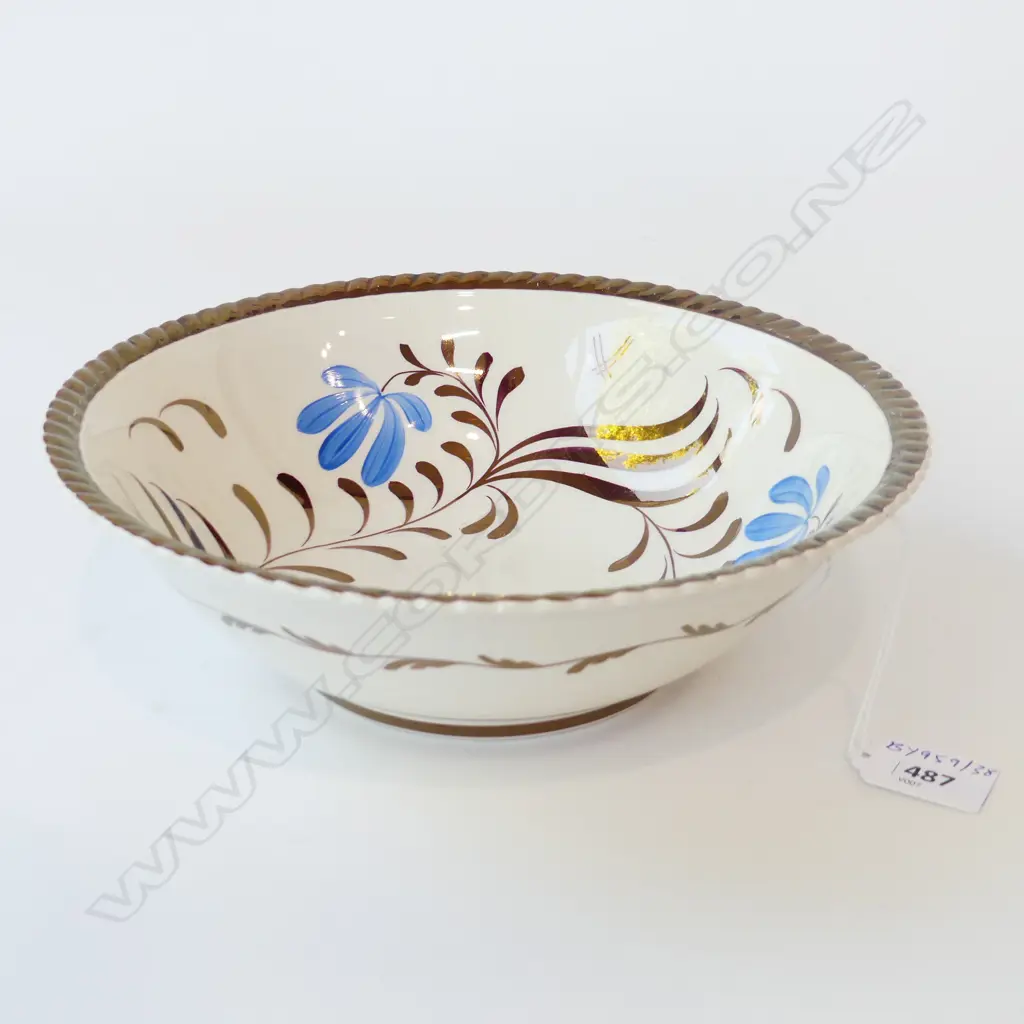 GRAYS POTTERY HAND PAINTED COPPER LUSTRE BOWL STOKE ON TRENT D. 235MM Image 1++