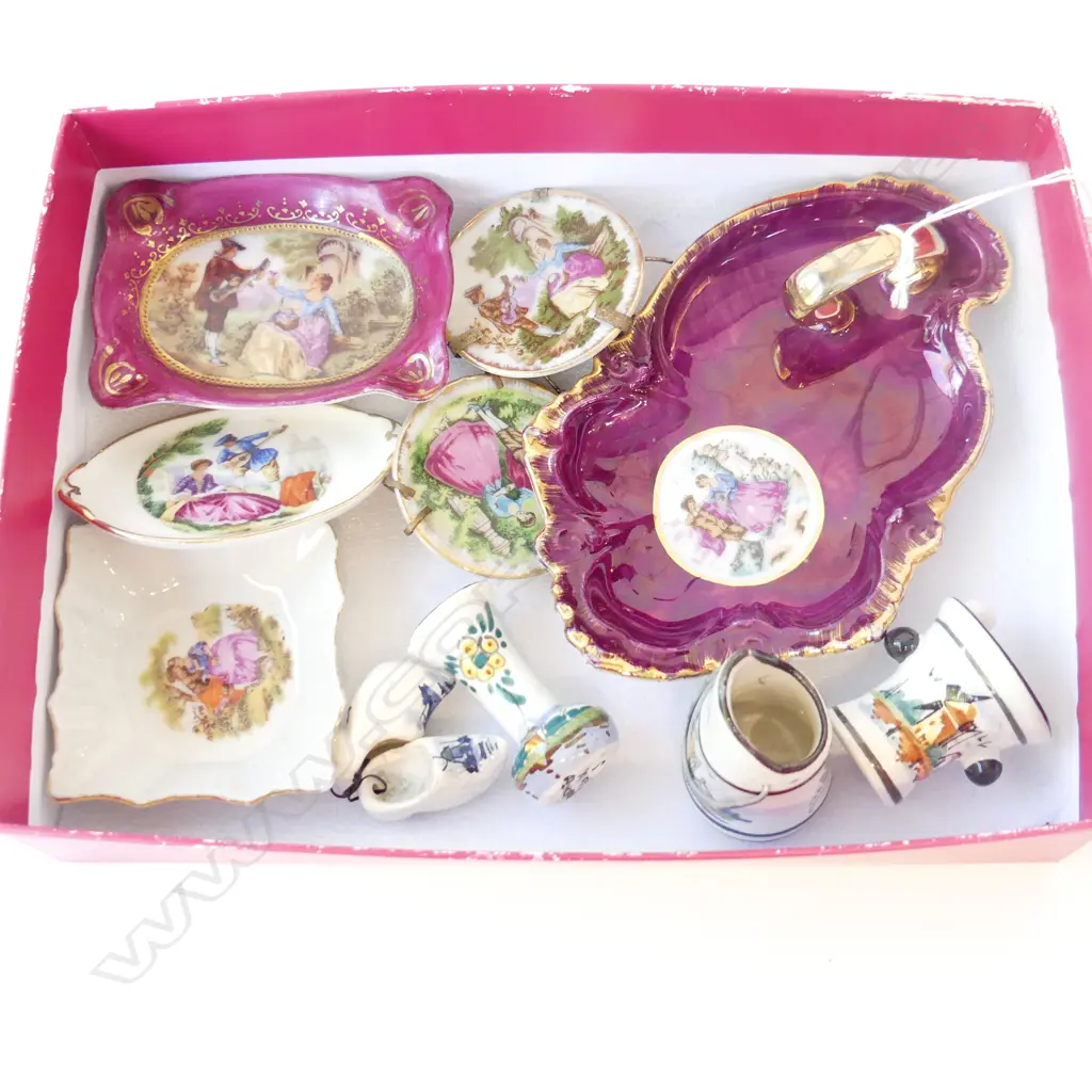 10 PIECES OF LIMOGES STYLE CHINA MINIATURES AND DUTCH MINIATURES Image 1++