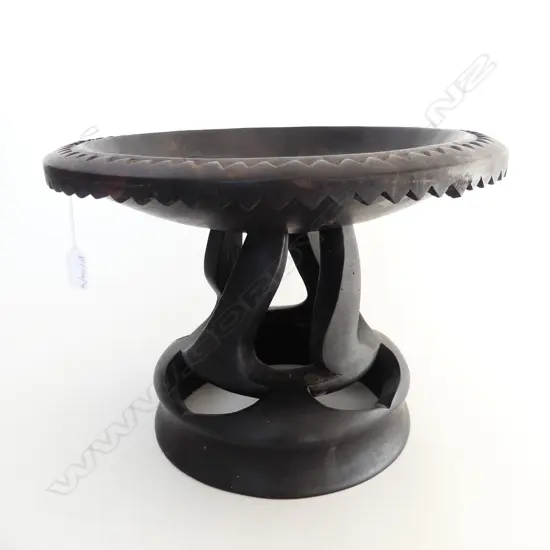 LG CARVED WOODEN FOOTED BOWL H.240mm, 330mm dia