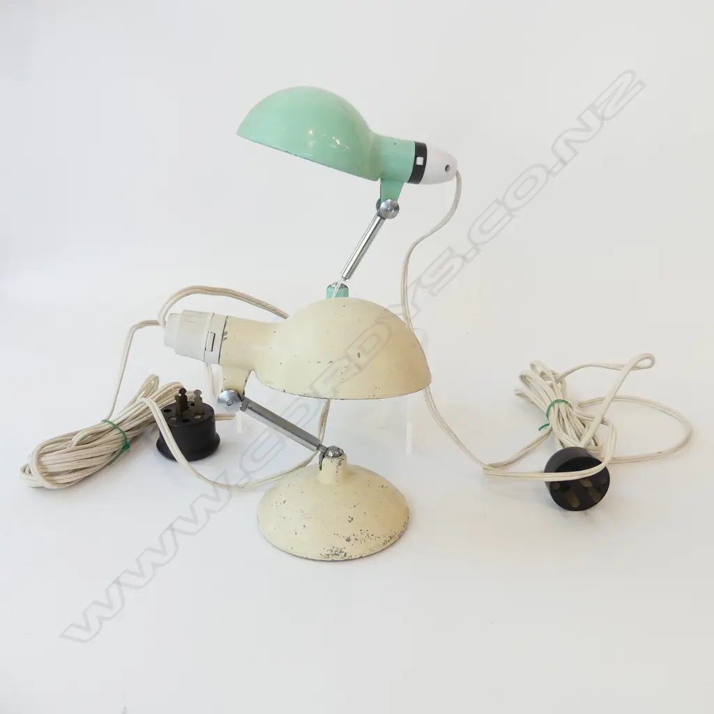 2 VINTAGE FOLDING METEK DESK LIGHTS 115mm dia Image 1++