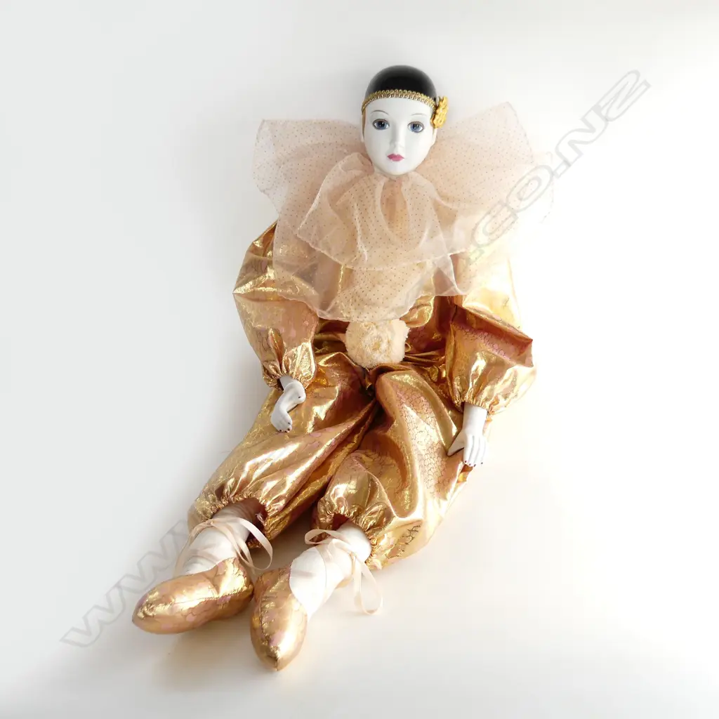 GOLD PIERROT CLOWN DOLL H.1000mm Image 1++