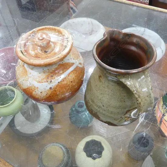 ANDREW VAN DER PUTTEN JUG H.145mm + OTHER SHINO GLAZED LIDDED POT