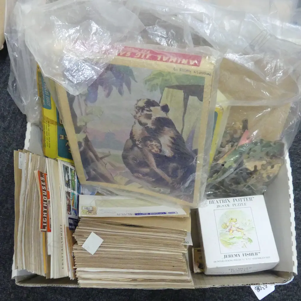 BOX LOT ASST. WORLD FIRST DAY COVERS + VINTAGE JIGSAW PUZZLES Image 1++