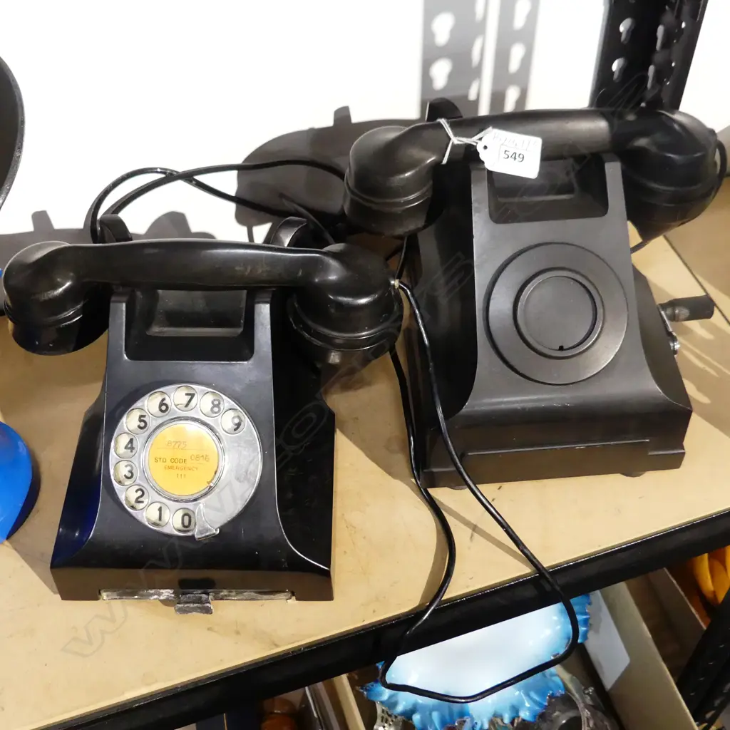 2 VINTAGE BLACK BAKELITE TELEPHONES  Image 1++
