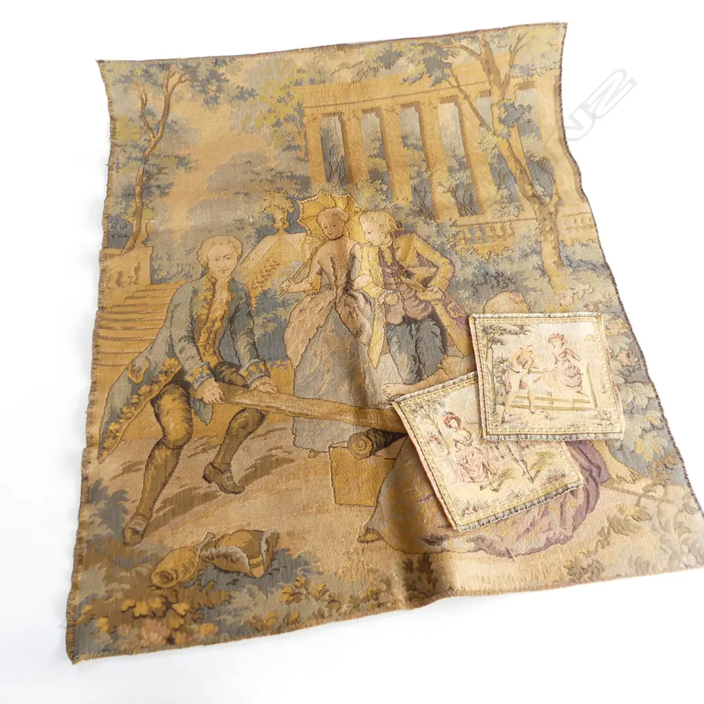 FRANCE MACHINE TAPESTRY 19thC classical seesaw 765 x 635mm + 2 smaller Image 1++