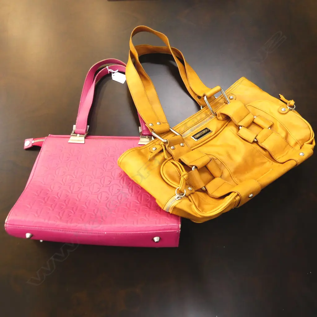 2 COPY DESIGNER HANDBAGS; 'JIMMY CHOO' & PINK GUY LAROCHE W.280mm FAULTS Image 1++