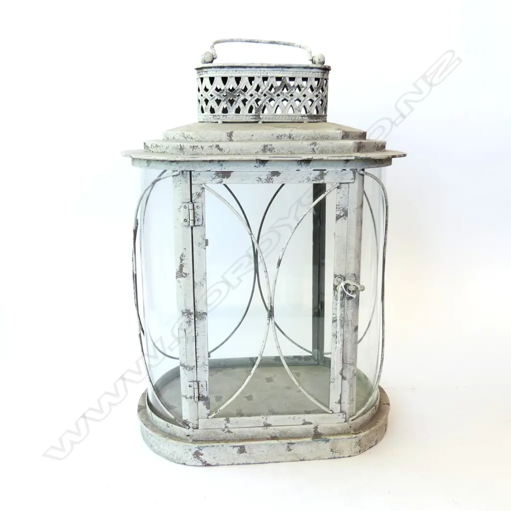 WHITE PAINTED METAL LANTERN H.500mm Image 1++
