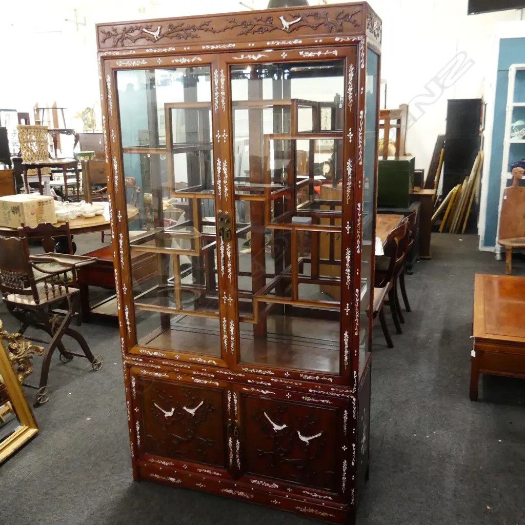 3 PCE ORIENTAL DISPLAY CABINET - MoP INLAY Image 1++