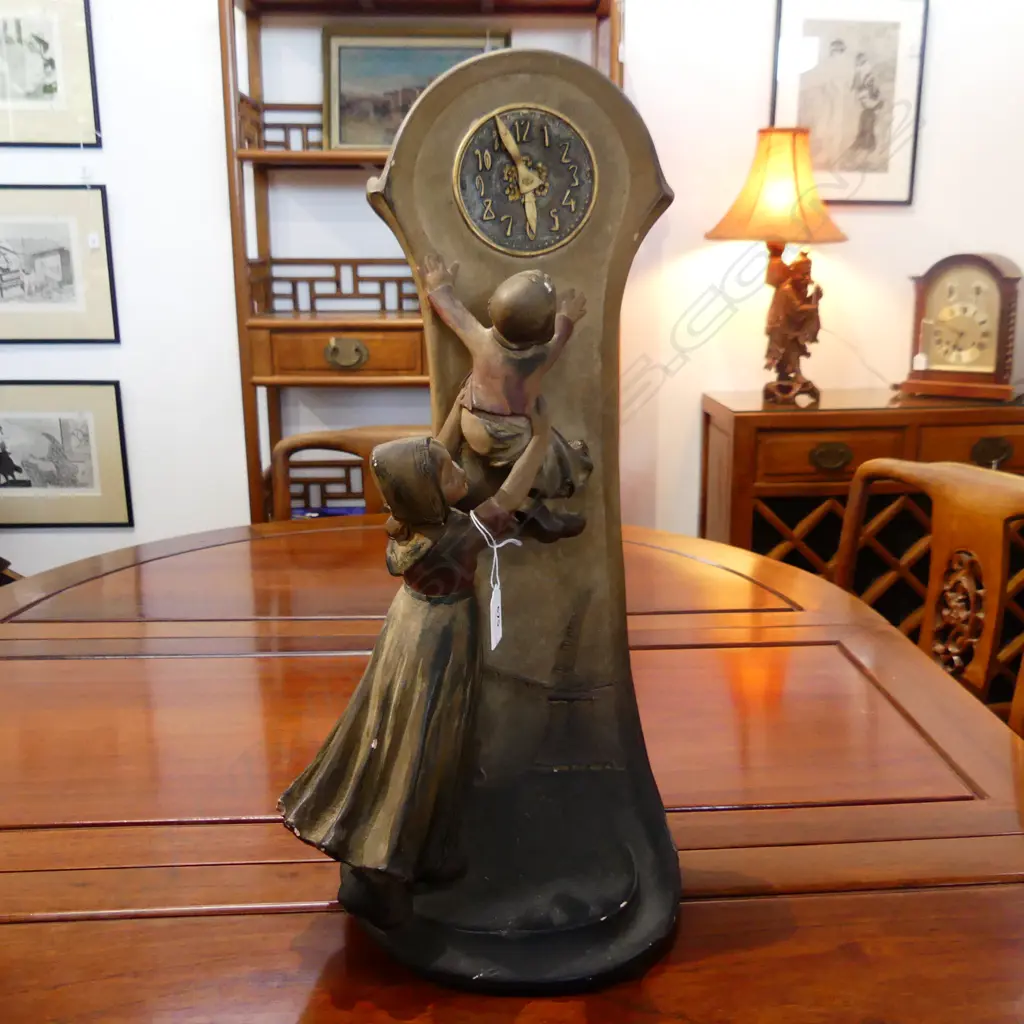 VINTAGE DUTCH PAINTED CERAMIC CLOCK H.540mm REPAIR Image 1++
