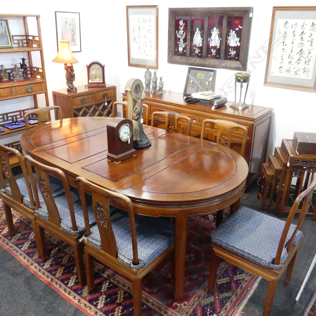 ORIENTAL DINING TABLE w. 8 CHAIRS Image 1++