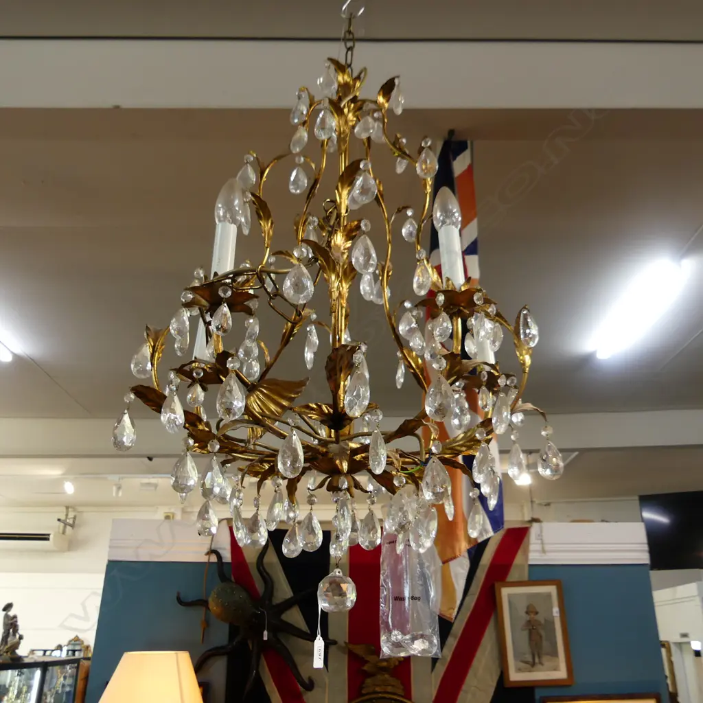 5 LIGHT GILT METAL CHANDELIER H.900mm / 550mm dia Image 1++