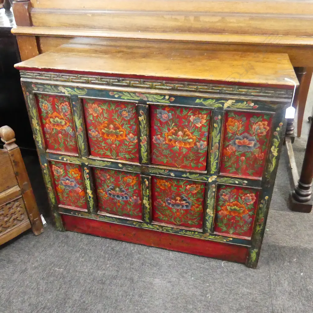 ANTIQUE CHINESE PAINTED CABINET 925x380x765mm Image 1++