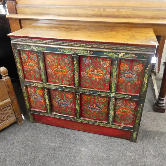 ANTIQUE CHINESE PAINTED CABINET 925x380x765mm