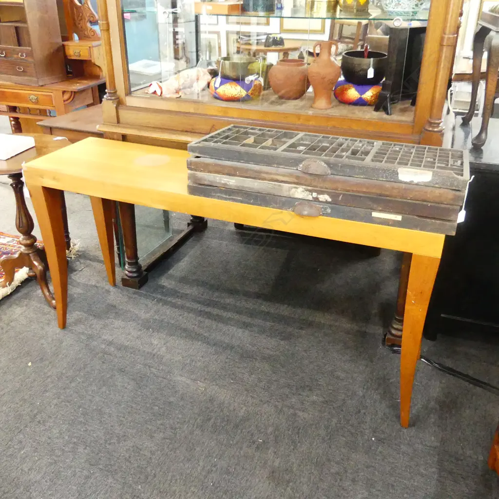 LONG WOODEN CONSUL TABLE 1500x400x760mm Image 1++