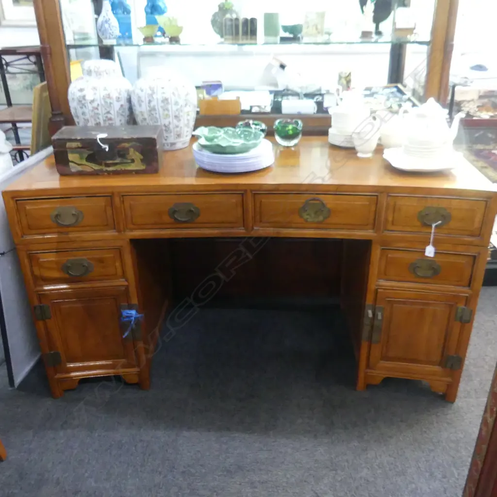 ORIENTAL DOUBLE PEDESTAL DESK - CONVEX FRONT 1500x660x825mm Image 1++