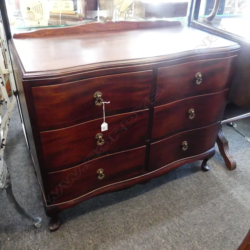 QUEEN ANNE STYLE MAHOGANY CHEST OF DRAWERS 910x440x750mm Image 1++
