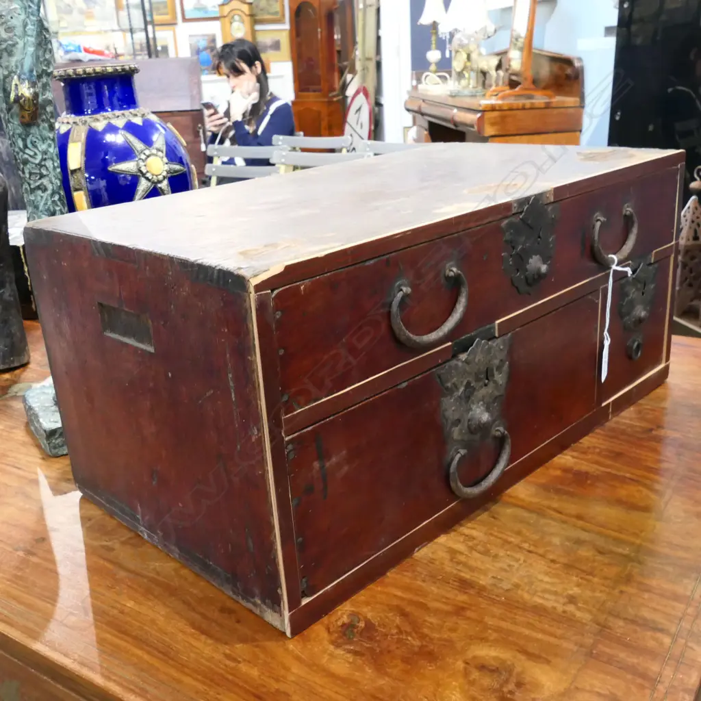 JAPANESE 19thC storage box / COLLECTORS CHEST decorative fittings 450 x 275 x 500mm. Image 1++