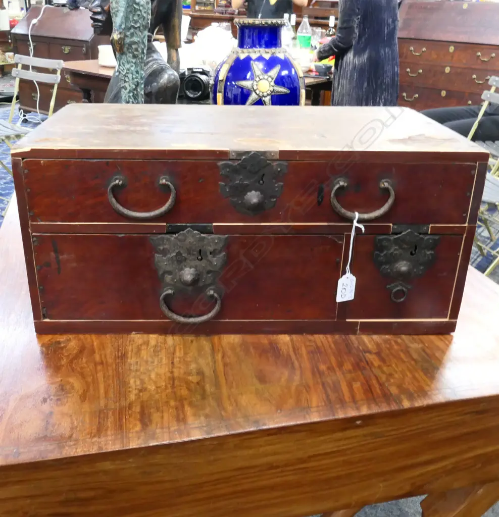 JAPANESE 19thC storage box / COLLECTORS CHEST decorative fittings 450 x 275 x 500mm. Image 1++