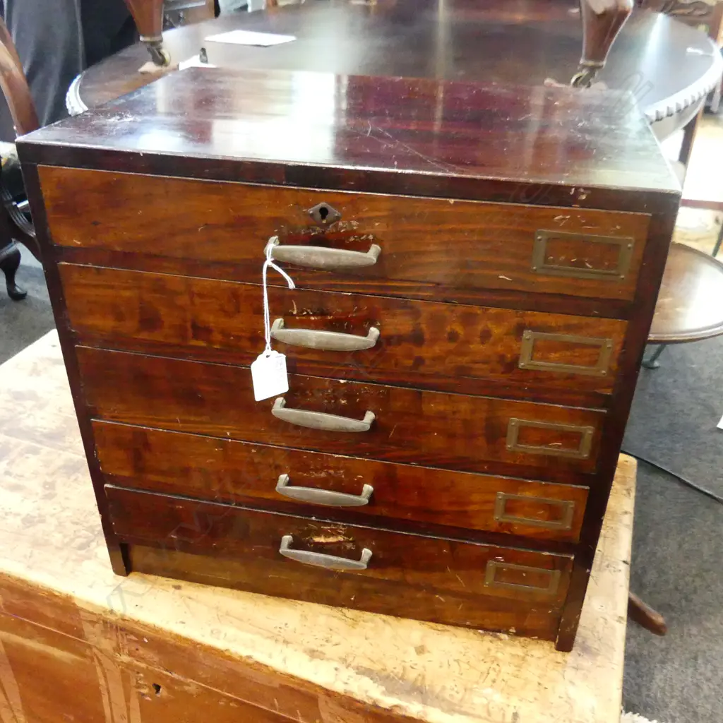 VINTAGE WOODEN JAPANESET COLLECTORS 5 DRAWER CABINET 410x275x395mm Image 1++