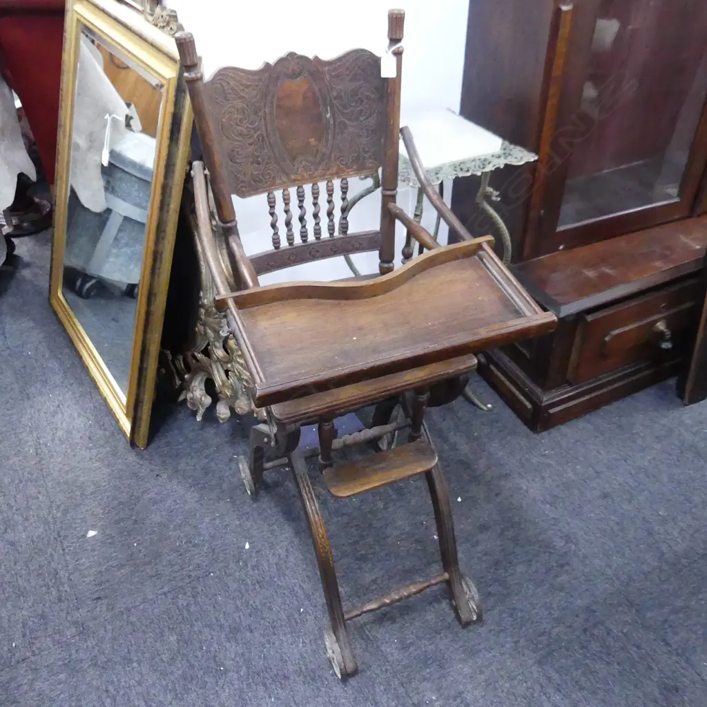 SPINDLE BACK CHILDS HIGH CHAIR / ROCKER  Image 1++