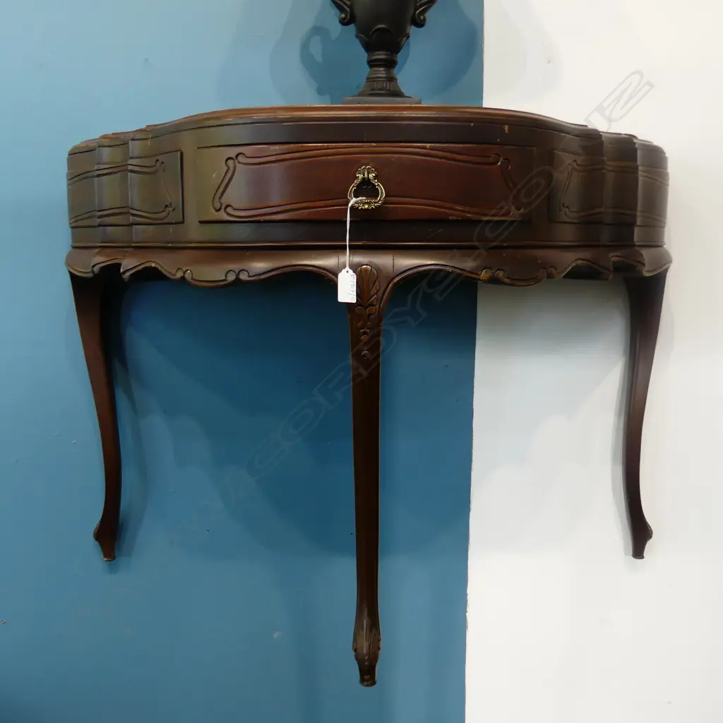 ITALIAN STYLE CARVED MAHOGANY CONSOLE TABLE 950x400x750mm Image 1++