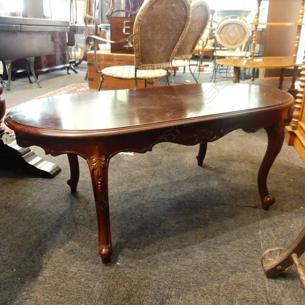 QUEEN ANNE STYLE CARVED MAHOGANY COFFEE TABLE 1160x565x455mm Image 1++