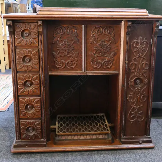 EARLY 20thC OAK SEWING TABLE 810x450x770mm