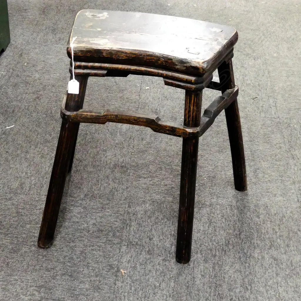 ORIENTAL EBONISED STOOL 400x370x535mm Image 1++