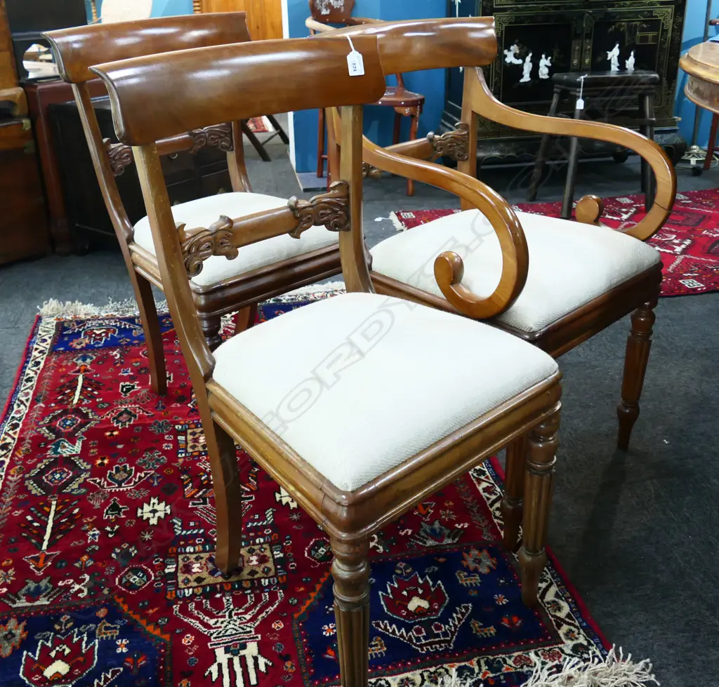 3X VICTORIAN MAHOGANY REUPHOLSTERED DINING CHAIRS ONE A/F Image 1++