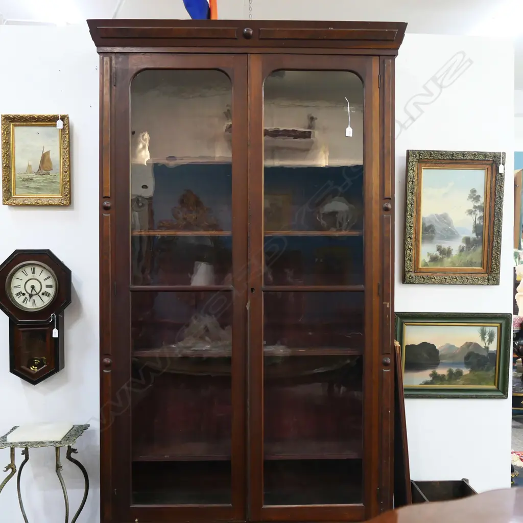 LG VICTORIAN MAHOGANY GLAZED BOOKCASE CABINET 1050x470x2200mm Image 1++