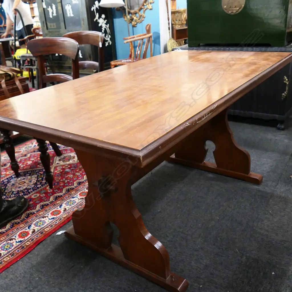 SOLID WOOD DINING TABLE w. STRETCHER 1500x800x750mm Image 1++