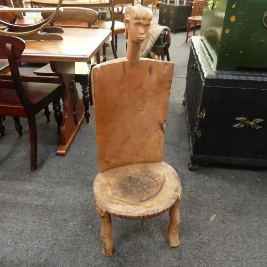 CARVED WOODEN TRIBAL CHAIR H.1070mm