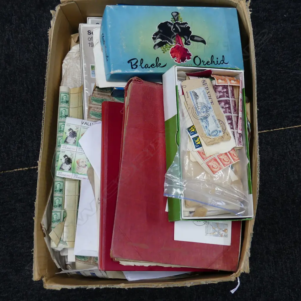 LG BOX ASST. STAMPS; ALBUMS, FIRST DAY COVERS ETC Image 1++