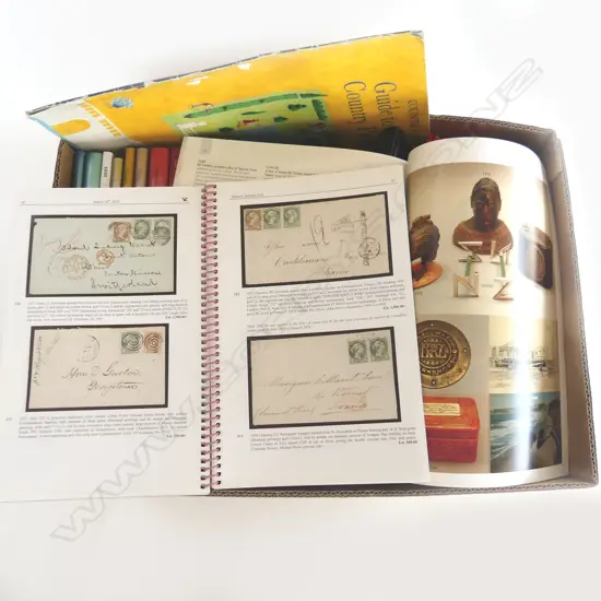 BOX STAMP AUCTION CATALOGUES ETC