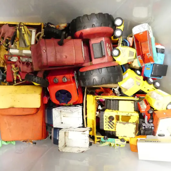 LGE BOX VINTAGE TOYS: TONKA + BUDDY L + CORGI ETC