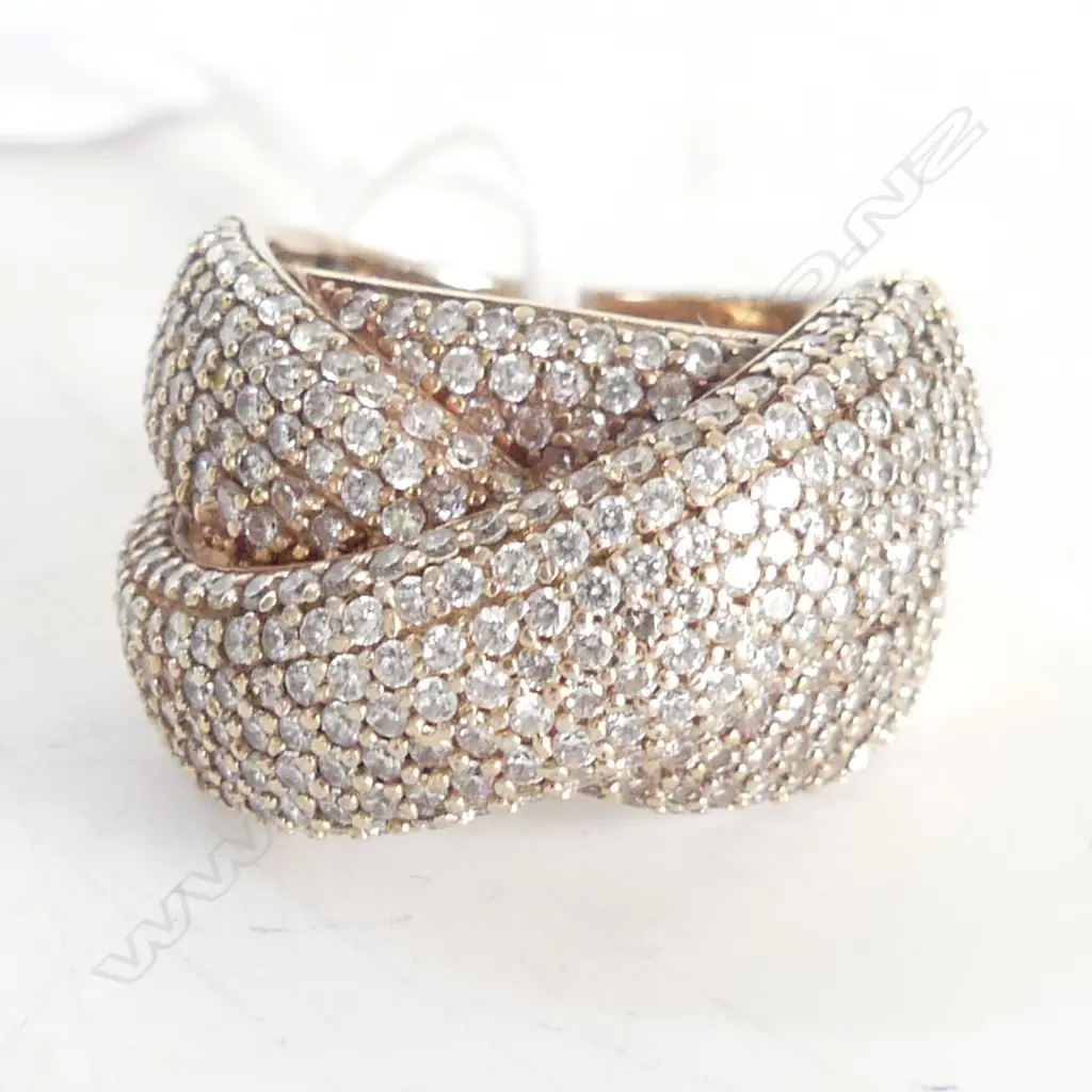 ROSE GOLD OVER S/SILVER CUBIC ZIRCONIA RING WEIGHT 12,1GMS Image 1++