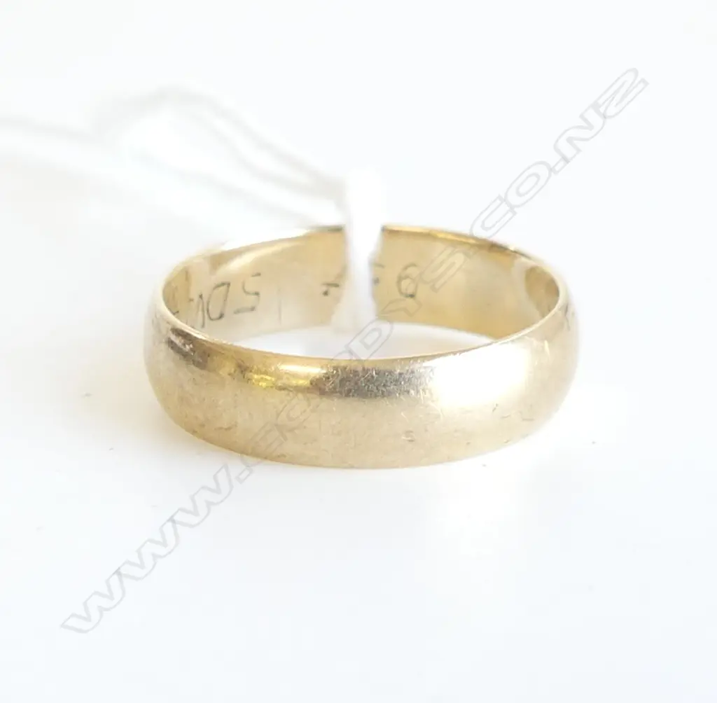 9ct GOLD VINTAGE HALF HOOP BAND RING 2.78gms SIZE N Image 1++