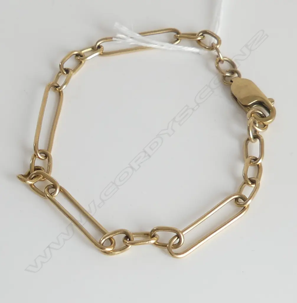 9ct YELLOW GOLD RAIL LINK BRACELET 7.25gms  200mm Image 1++