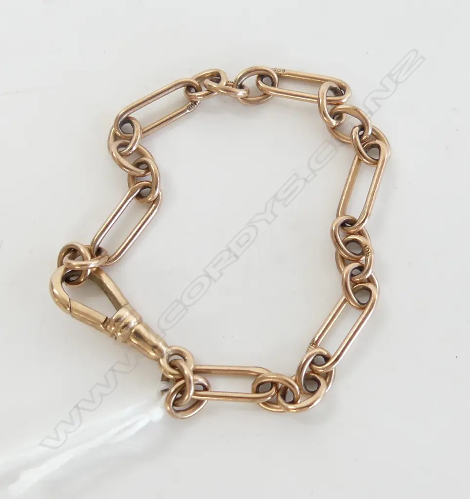 9ct GOLD C1900 ALBERT CHAIN BRACELET 13gms  210mm Image 1++