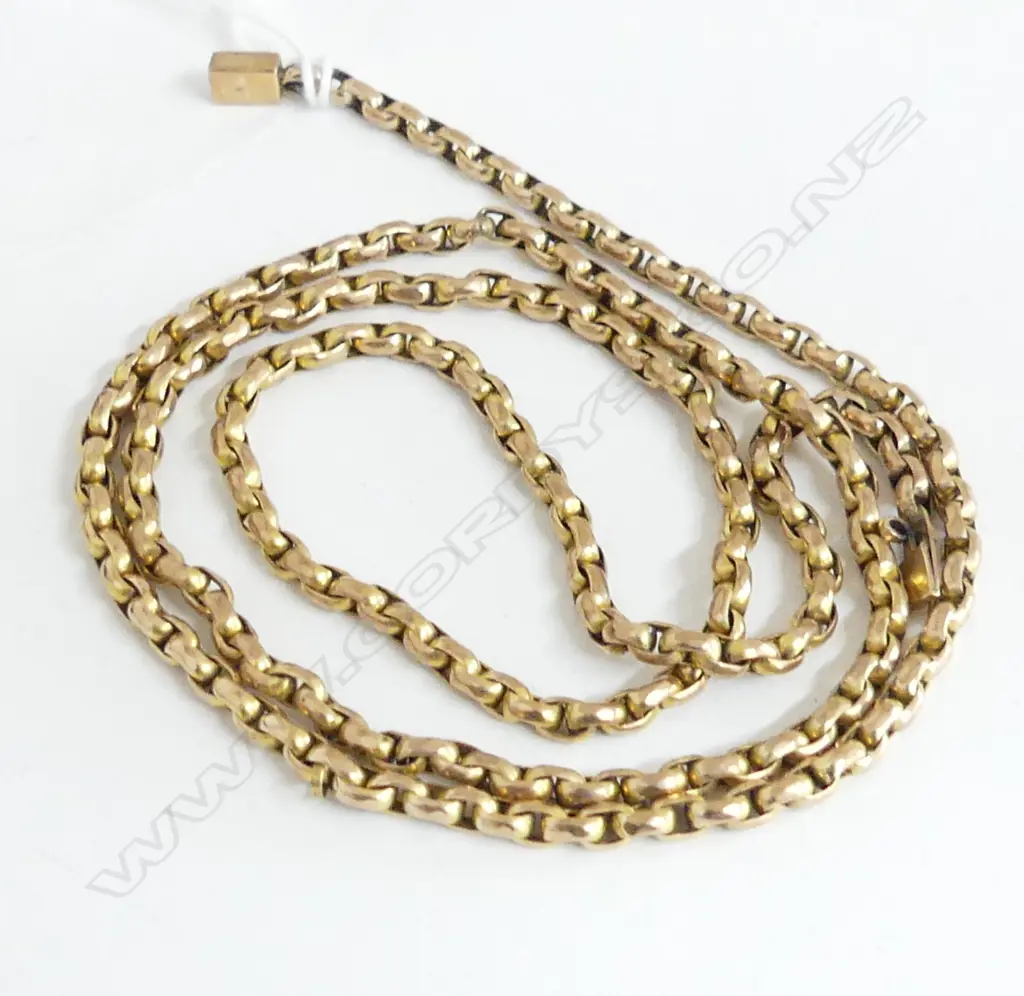 LONG EDWARDIAN 9ct GOLD BELCHER LINK NECK CHAIN L.760mm 26gms Image 1++