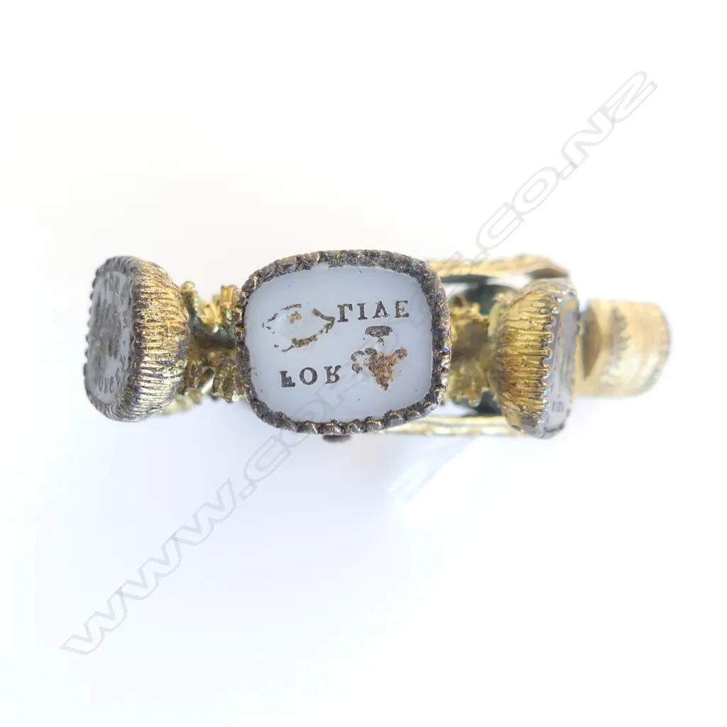 VICTORIAN GILT METAL SIX WAX SEAL WHEEL all intaglio cut with different crests/motos Image 1++